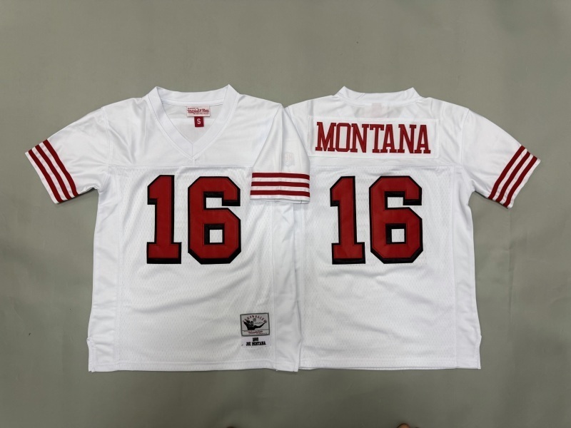 Youth San Francisco 49ers #16 Montana White Throwback Limited Nike NFL Jersey 01